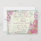 Roze Rose Shower-uitnodiging Kaart (Achterkant)