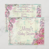 Roze Rose Shower-uitnodiging Kaart (Voorkant / Achterkant)