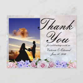 Roze Rose | Silver Bokeh Wedding Hartelijk dank Briefkaart