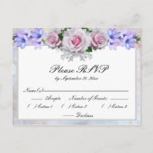 Roze Rose | Silver Bokeh Wedding Response Uitnodiging Briefkaart (Voorkant)