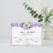 Roze Rose | Silver Bokeh Wedding Response Uitnodiging Briefkaart (Staand voorkant)