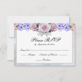 Roze Rose | Silver Bokeh Wedding RSVP Kaartje