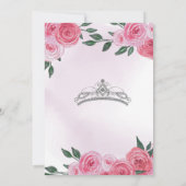 Roze Rose Silver en White Floral Tiara Quinceañera Kaart (Achterkant)