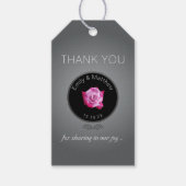 Roze Rose Silver Glow Bruiloft Dank u Cadeau Label Cadeaulabel (Voorkant)