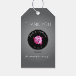 Roze Rose Silver Glow Bruiloft Dank u Cadeau Label Cadeaulabel