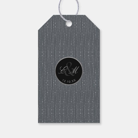 Roze Rose Silver Glow Bruiloft Dank u Cadeau Label Cadeaulabel (Achterkant)