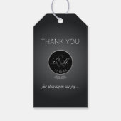 Roze Rose Silver Glow Monogram Bedankt Cadeau Labe Cadeaulabel (Voorkant)