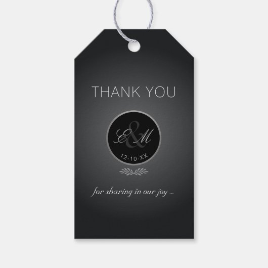 Roze Rose Silver Glow Monogram Bedankt Cadeau Labe Cadeaulabel (Voorkant)