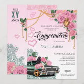 Roze Rose Smaragd Groene Lowrider Chicana Quince Kaart (Voorkant / Achterkant)