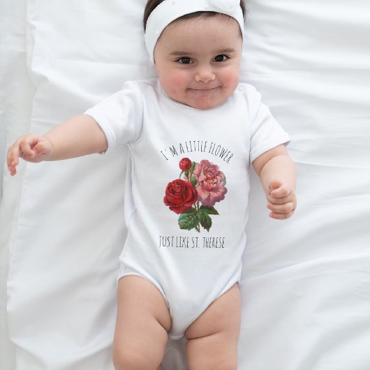 Roze Rose St. Therese Religious Cute Floral Baby Romper