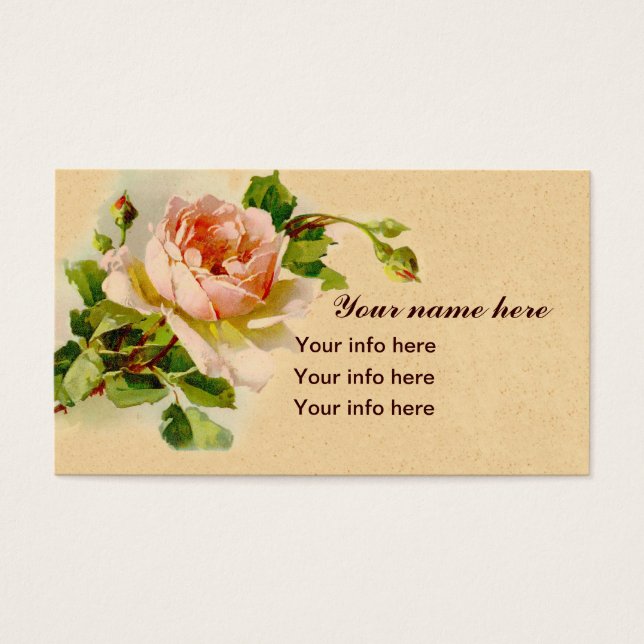 Roze Rose  Stijl Waterverf Schilderen Visitekaartjes (Voorkant)