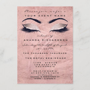 Roze Rose Stroke Makeup Eyes Glitter 16th Bridal Kaart