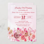 Roze Rose Swirly Hart 80ste Verjaardag Diner Kaart (Voorkant / Achterkant)