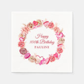 Roze Rose Swirly Heart Valentijns 100e geboortedag Servet (Voorkant)