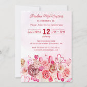 Roze Rose Swirly Heart Valentijns 18e Verjaardag Kaart (Voorkant)