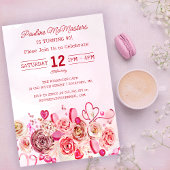 Roze Rose Swirly Heart Valentijns 90e geboortedag Kaart