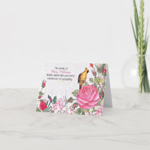 Roze Rose Sympathie Dank je wel Bedankkaart