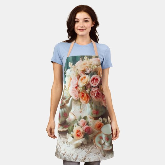 Roze Rose Tea Tijd  Schort (Gedragen)