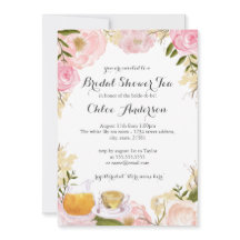 Roze Rose Teacup Bridal Shower Uitnodiging