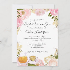 Roze Rose Teacup Bridal Shower Uitnodiging