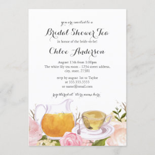  Roze Rose Teacup Vrijgezellenfeest Invite Kaart