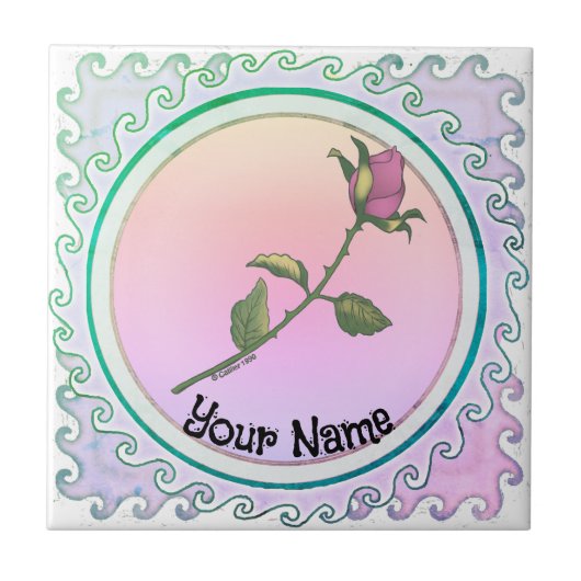 Roze Rose Tegeltje (Voorkant)