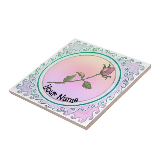 Roze Rose Tegeltje (Zijkant)