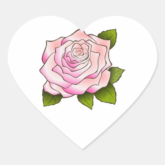  Roze Rose Tekening Hart Sticker (Voorkant)