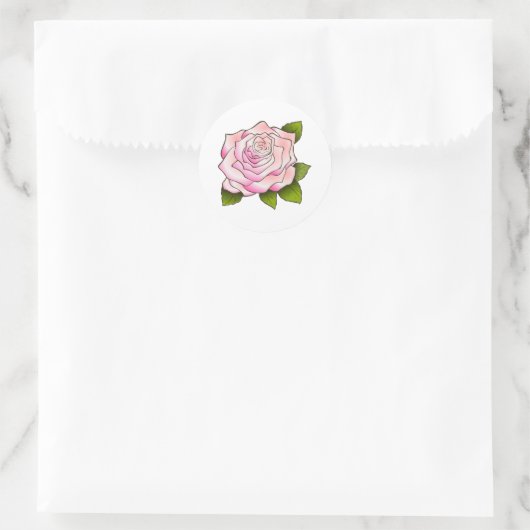  Roze Rose Tekening Ronde Sticker (Tas)