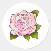  Roze Rose Tekening Ronde Sticker (Voorkant)