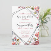 Roze Rose Terrarium Engagement Party Kaart (Staand voorkant)
