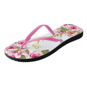 Roze Rose Tiger Lily Wedding Teenslippers (Schuin)
