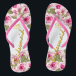 Roze Rose Tiger Lily Wedding Teenslippers<br><div class="desc">Roze tijgerlilies en Rozen met Griekenland.</div>