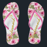 Roze Rose Tiger Lily Wedding Teenslippers<br><div class="desc">Roze tijgerlilies en Rozen met Griekenland.</div>