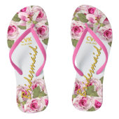 Roze Rose Tiger Lily Wedding Teenslippers (Voetbed)