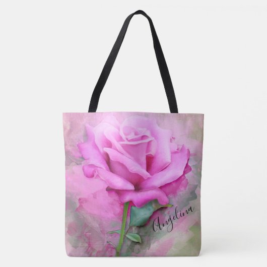 Roze Rose Tote Bag (Voorkant)