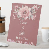 Roze Rose Trouwkaarten en Giften Pedestal Sign Reclamebord Met Voetstuk (Insitu)