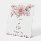 Roze Rose Trouwkaarten en Giften Pedestal Sign Reclamebord Met Voetstuk (Voorkant)