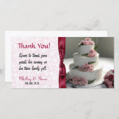 Roze Rose Trouwtaart Bedankkaart (Voorkant / Achterkant)