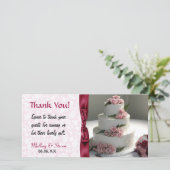 Roze Rose Trouwtaart Bedankkaart (Staand voorkant)
