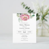 Roze Rose | Uitnodiging tot Baby shower (Staand voorkant)