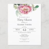 Roze Rose | Uitnodiging tot Baby shower (Voorkant)