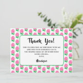 Roze Rose Verjaardag Dank u kaart (Staand voorkant)