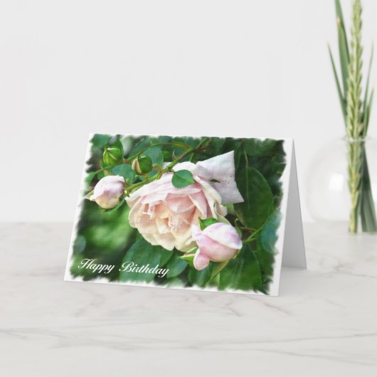 Roze Rose Verjaardag Kaart (met versje) (Voorkant)
