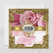 Roze Rose Verjaardagsfeest Glamour Hot Invitation Kaart (Voorkant)