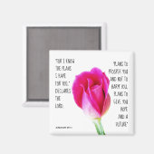 Roze Rose, vers van Jeremiah 29:11 Magneet (Voorkant / Achterkant)