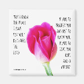 Roze Rose, vers van Jeremiah 29:11 Magneet (Voorkant)