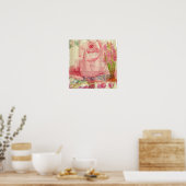 Roze Rose Victoriaans Waterverf FlowersCollage Poster (Keuken)