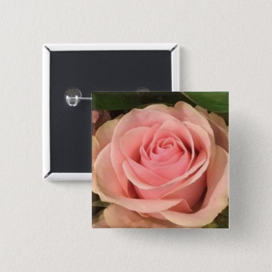 Roze Rose Vierkante Button 5,1 Cm (Voorkant /achterkant)