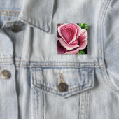 Roze Rose Vierkante Button 5,1 Cm (In situ)